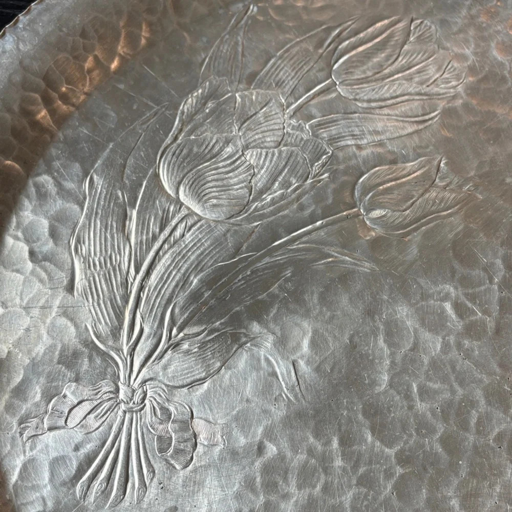 VTG *Rodney Kent* Hand Wrought Hammered Aluminum Round Serving Tray/Platter